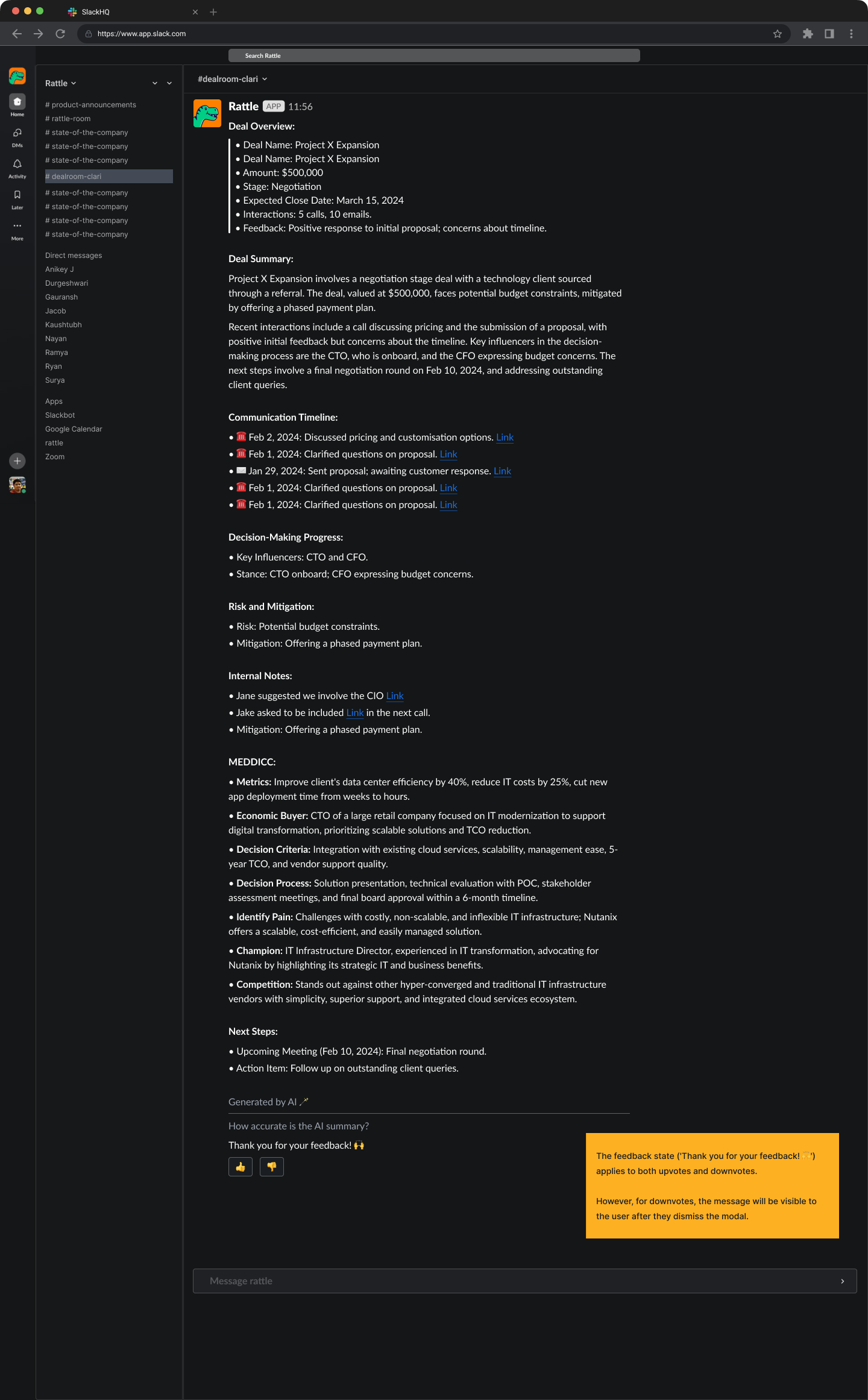 Slack integration example