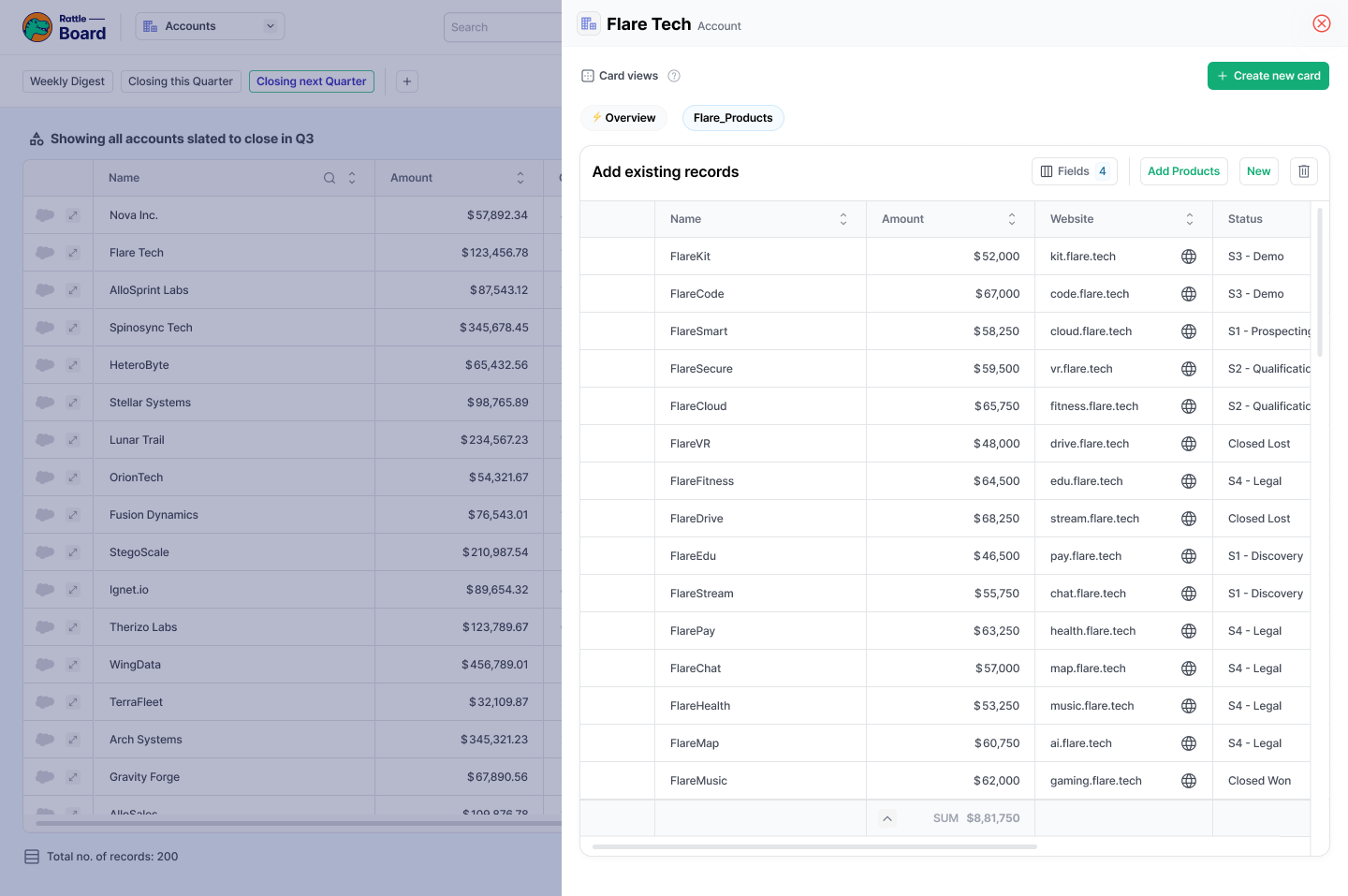 Board child records expansion